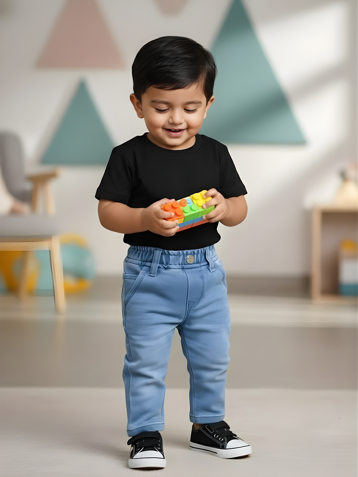 Boys' Light Blue Comfort Fit Elasticated Waist Jeans