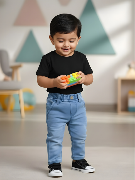 Boys' Light Blue Comfort Fit Elasticated Waist Jeans