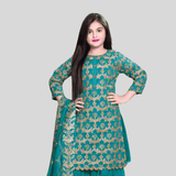 Girls Traditional 3/4th Sleeves Sharara Set - Green