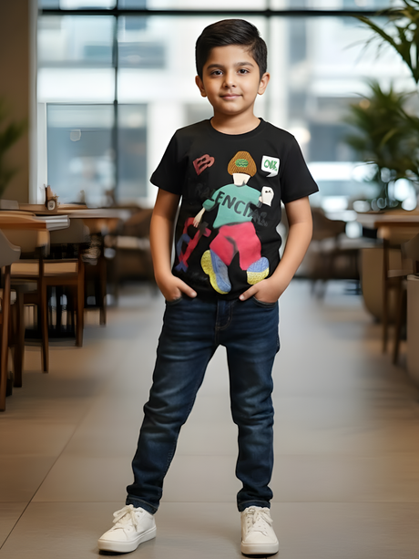 Boys' Urban Graphic "OK" T-Shirt - Sleek Black