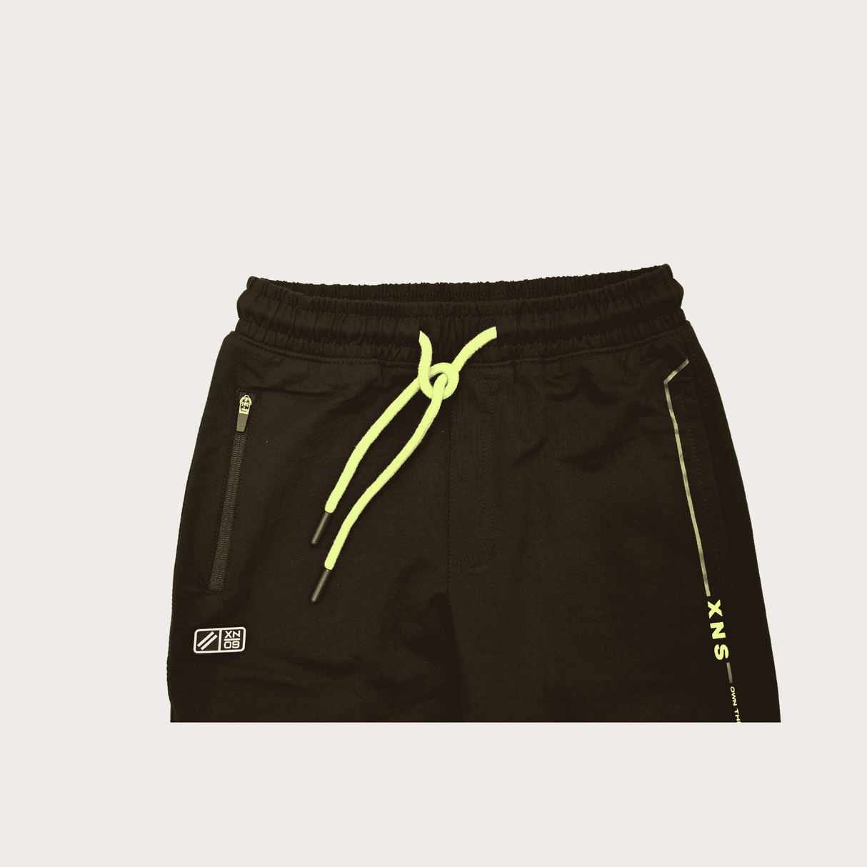 Boys Leisure Plain Elastic Waist Track Pant With Rib - Black