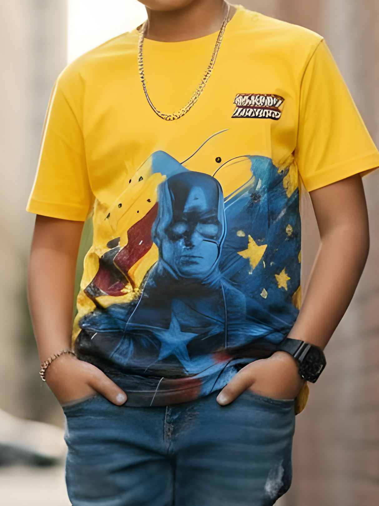 Boys' Marvel Captain America Graphic Tee - Vibrant Yellow