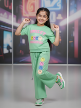 Girls Green Smiley Graphic Co-ord Set