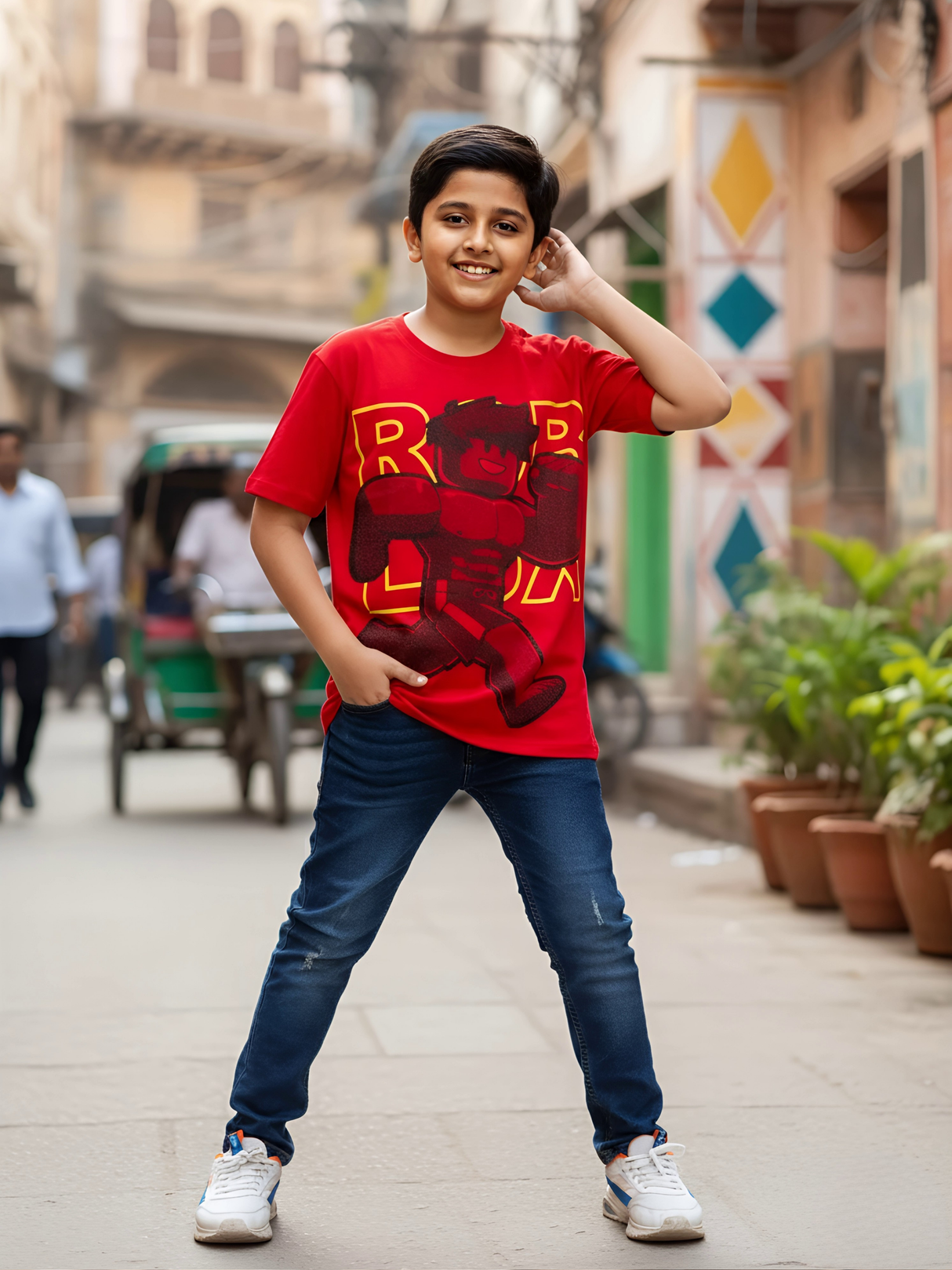 Boys' Red Roblox Character Graphic T-Shirt