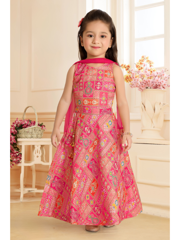 Girls Traditional Sleeves Less Short Choli - Pink