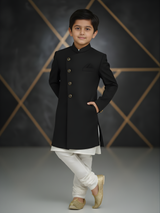 Boys' Formal Black Bandhgala Sherwani / Achkan Coat