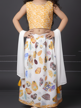 Girls' Festive Multi-Color Printed Lehenga Set