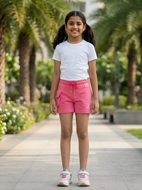Girls Rani Pink Cotton Comfort Drawstring Shorts