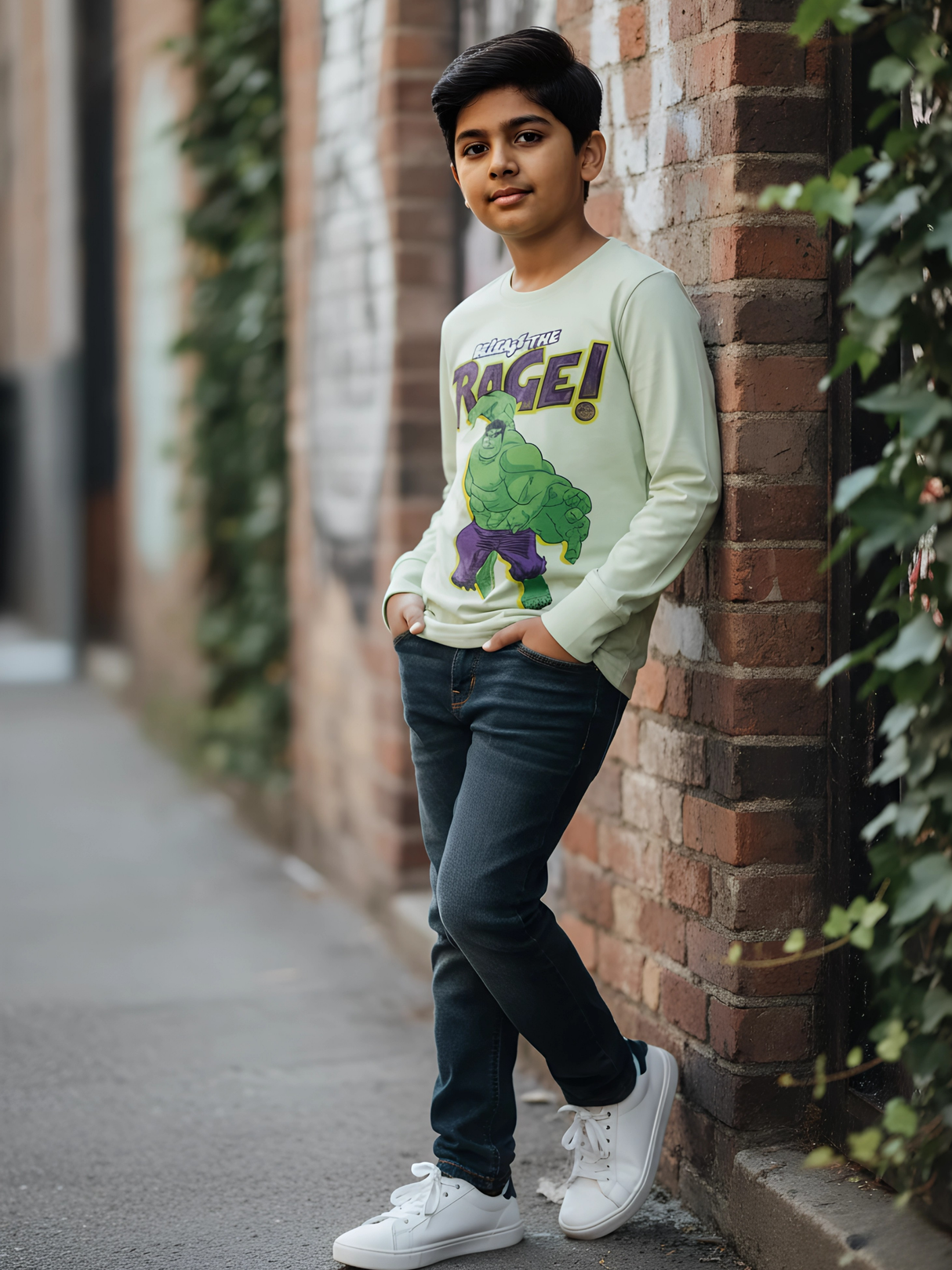 Kids' 'TOKEN!' Statement Graphic T-Shirt - Washed Green.
