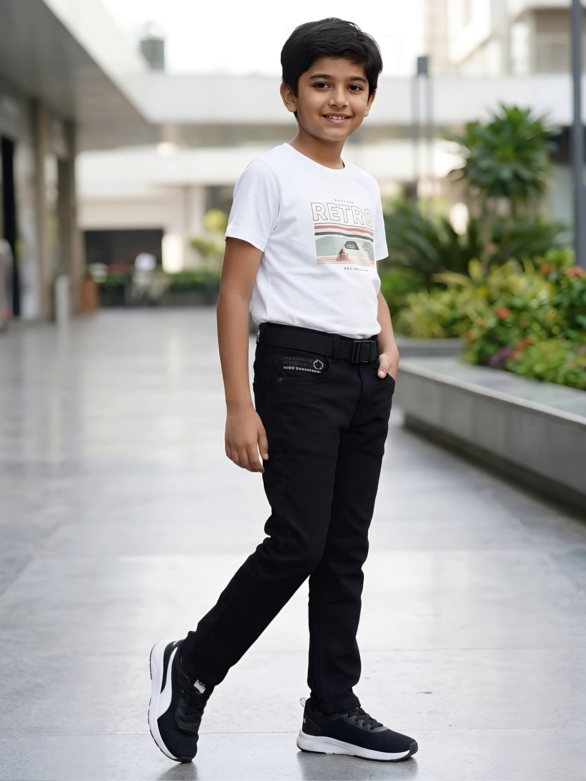 Boys' Urban Slim-Fit Black Denims