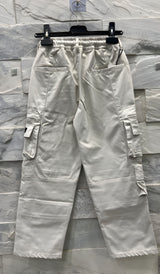 Boys Cream Cargo Pants – Straight Fit with Multi-Pockets