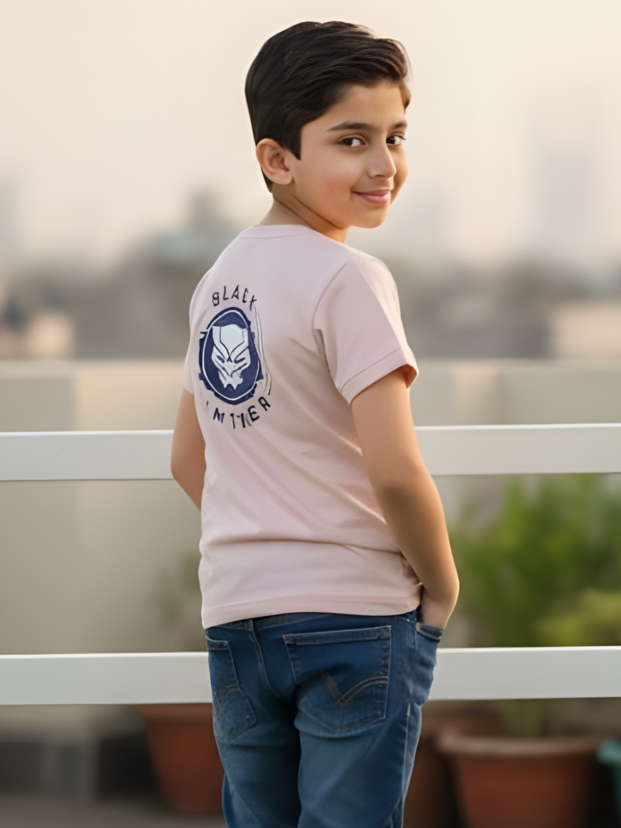 Boys' Black Panther Graphic T-Shirt - Peach