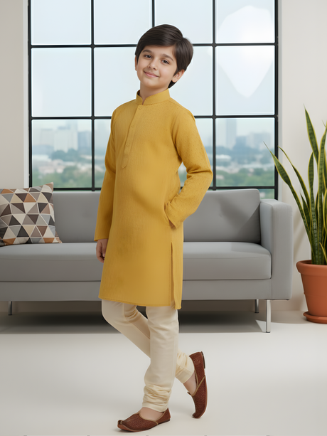 Boys' Mustard Yellow Kurta Set