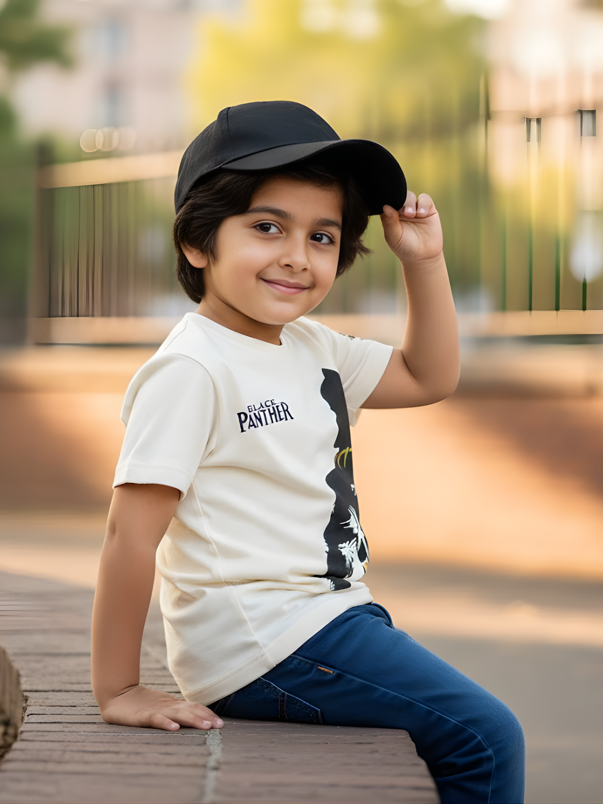 Boys' Black Panther Graphic T-Shirt - Cream