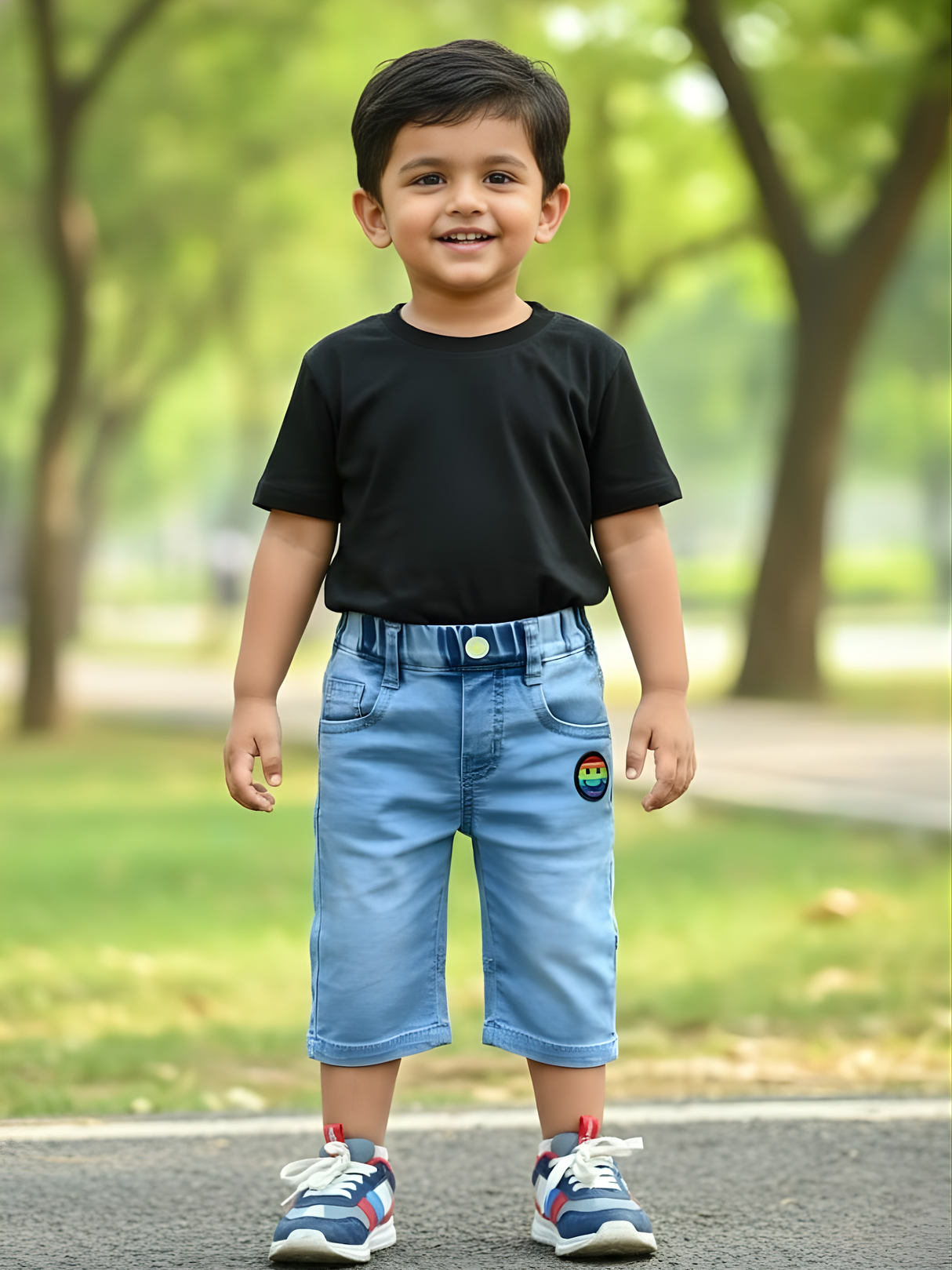 Boys Light Blue Denim Jeans with Rainbow Patch