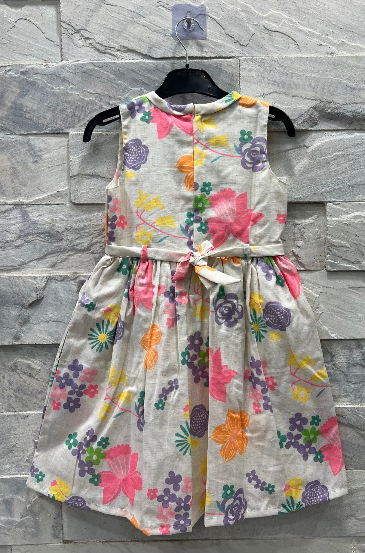 Girls Sleeveless Floral Cotton Dress – Summer Casual Wear