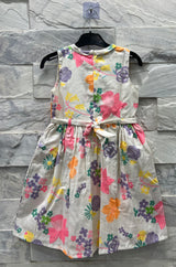 Girls Sleeveless Floral Cotton Dress – Summer Casual Wear