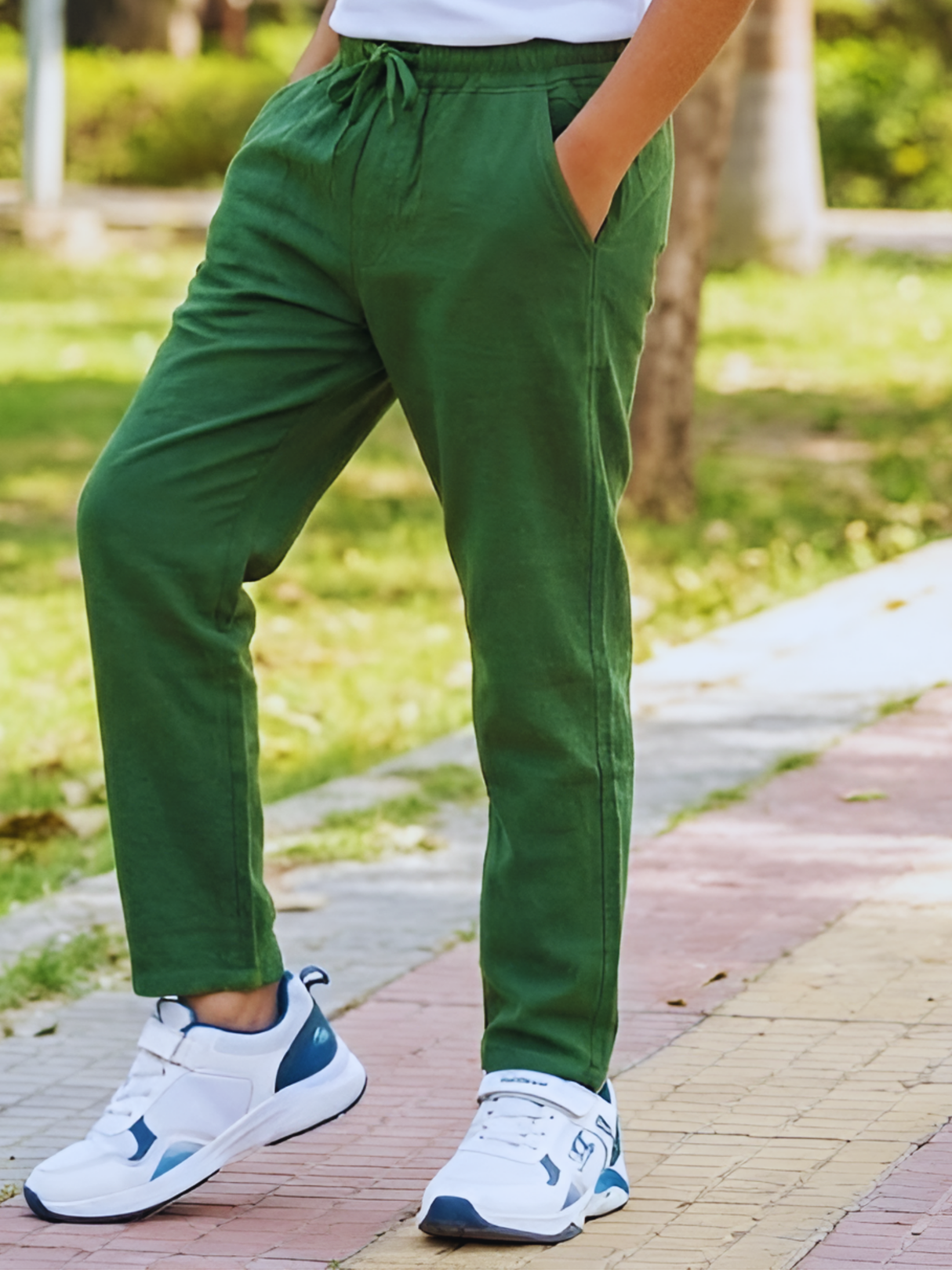 Boys' Casual Green Regular Fit Track Pant
