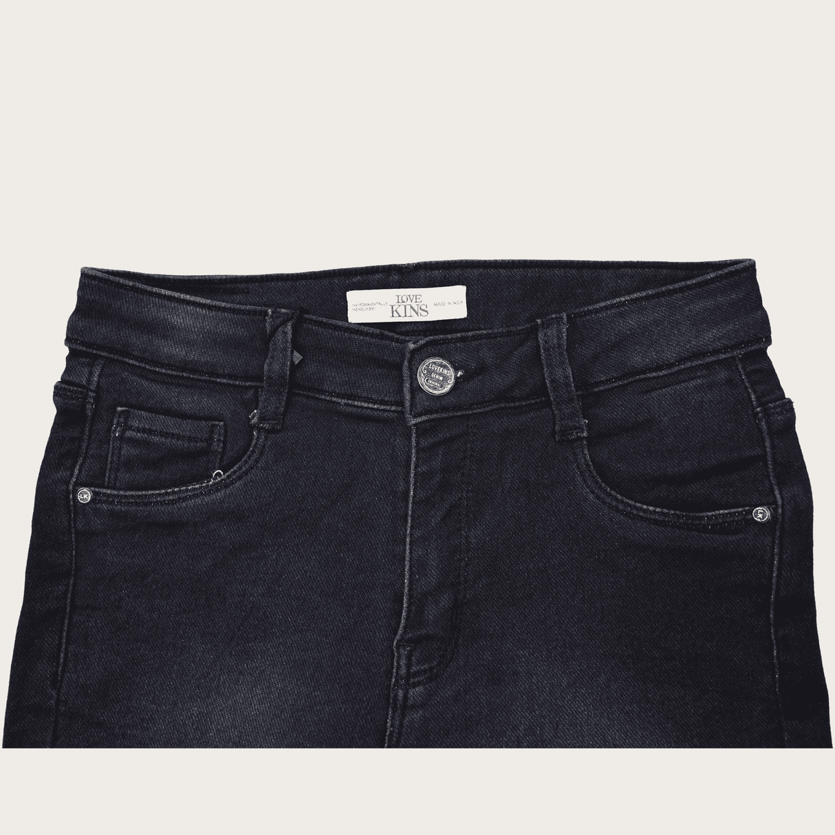 Girls Casual Plain Jeans Shorts Fixed Waist - Navy Blue