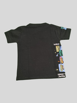 Black Graphic T-Shirt – Colorful Abstract Art & 'Rapid Force' Print - Black