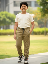Boys Khaki Comfort-Fit Active Joggers
