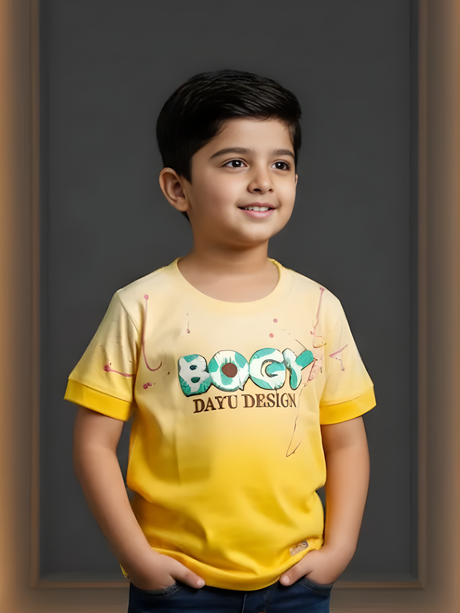 Boys' Yellow Ombre "BOGY" Graphic T-Shirt