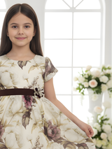 Girls Casual Printed Cotton Frocks - Maroon