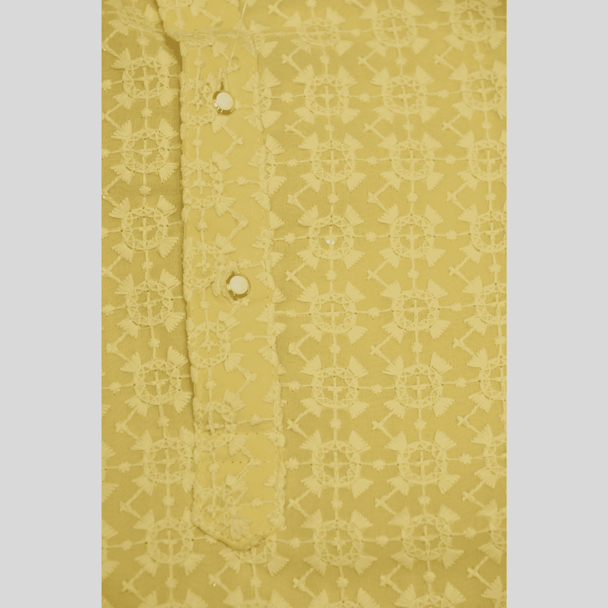 Boys Traditional Self Design Chudidar Kurta Set - Yellow