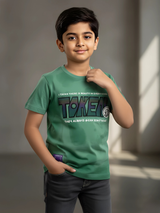 Kids' 'Token' Statement Graphic T-Shirt - Dual-Tone Green Tie-Dye.