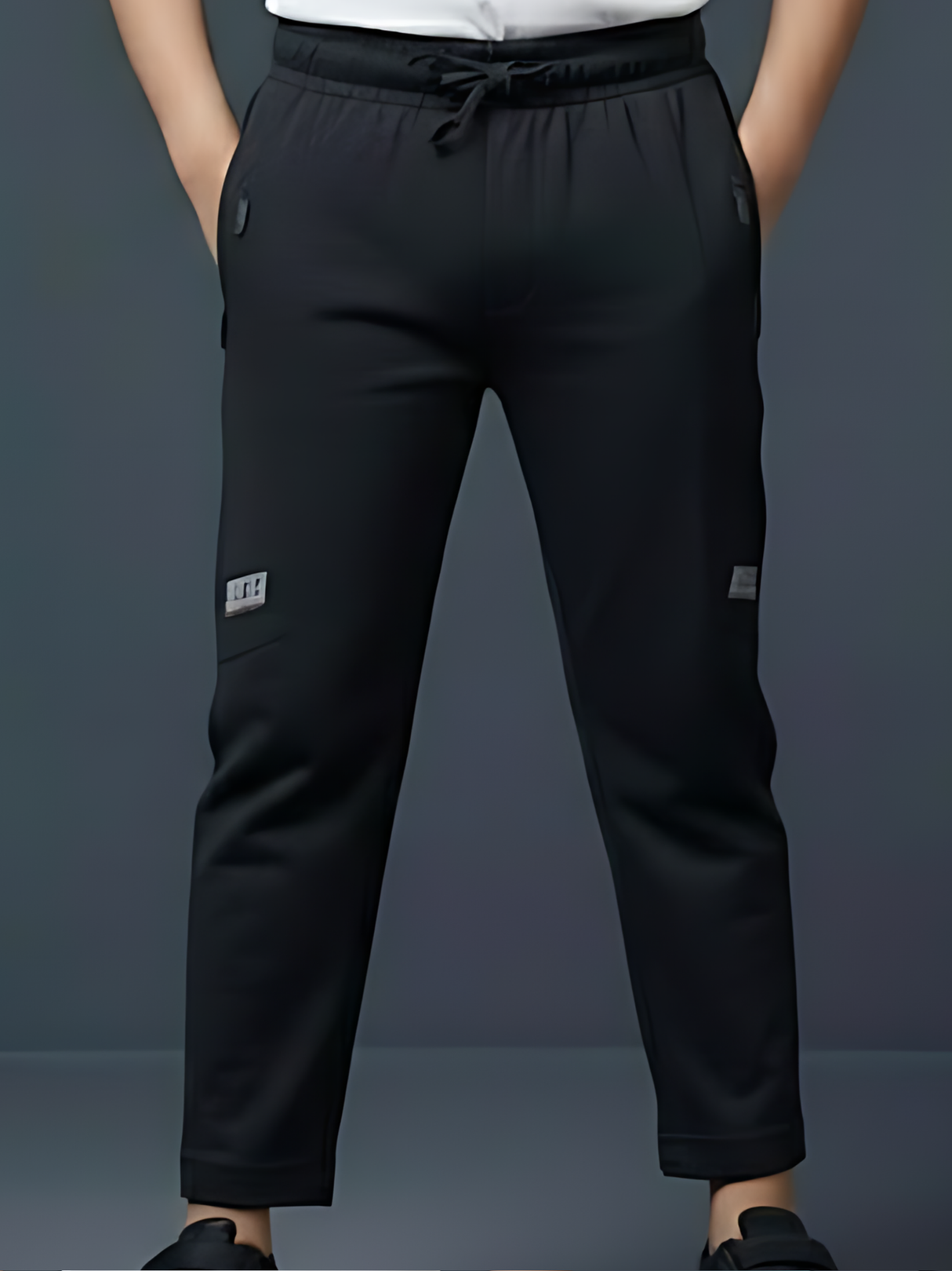 Boys' Slim-Fit Black Active Joggers with Drawstring Waist