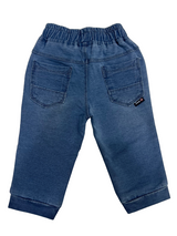 Boys Blue Denim Jogger Pants with Elastic Waist and Front Pockets