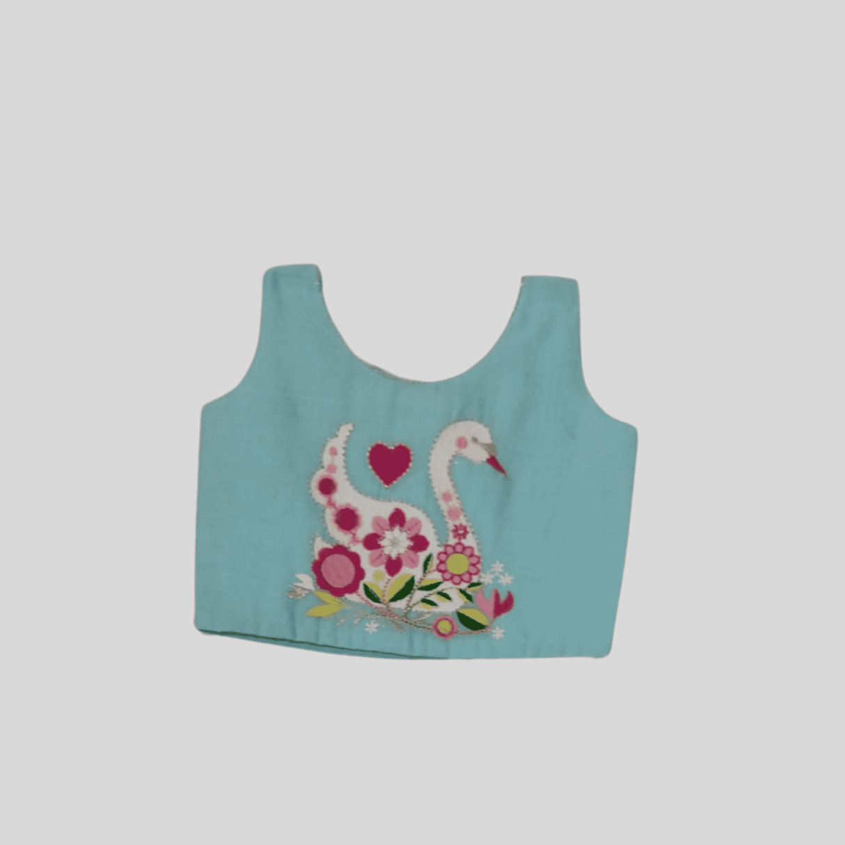 Girls Traditional Sleeves Less Long Choli - Blue