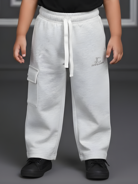 Girls' Heather Grey Wide-Leg Cargo Joggers