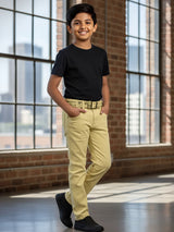 Boys' Premium Cream Cotton Slim Fit Trousers