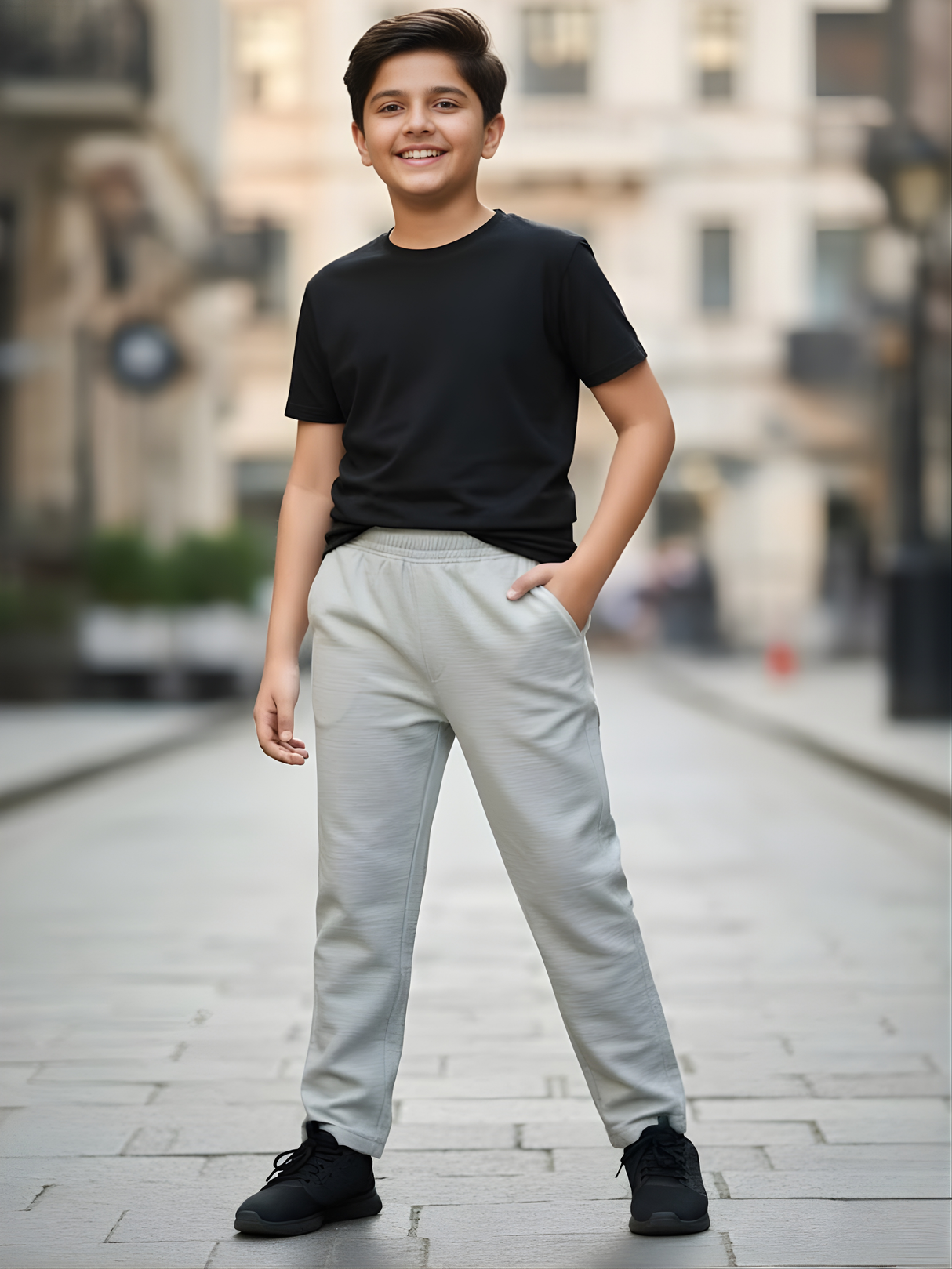 Boys' Premium Casual Grey Track Pants