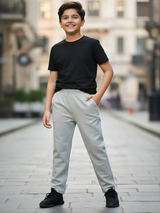 Boys' Premium Casual Grey Track Pants