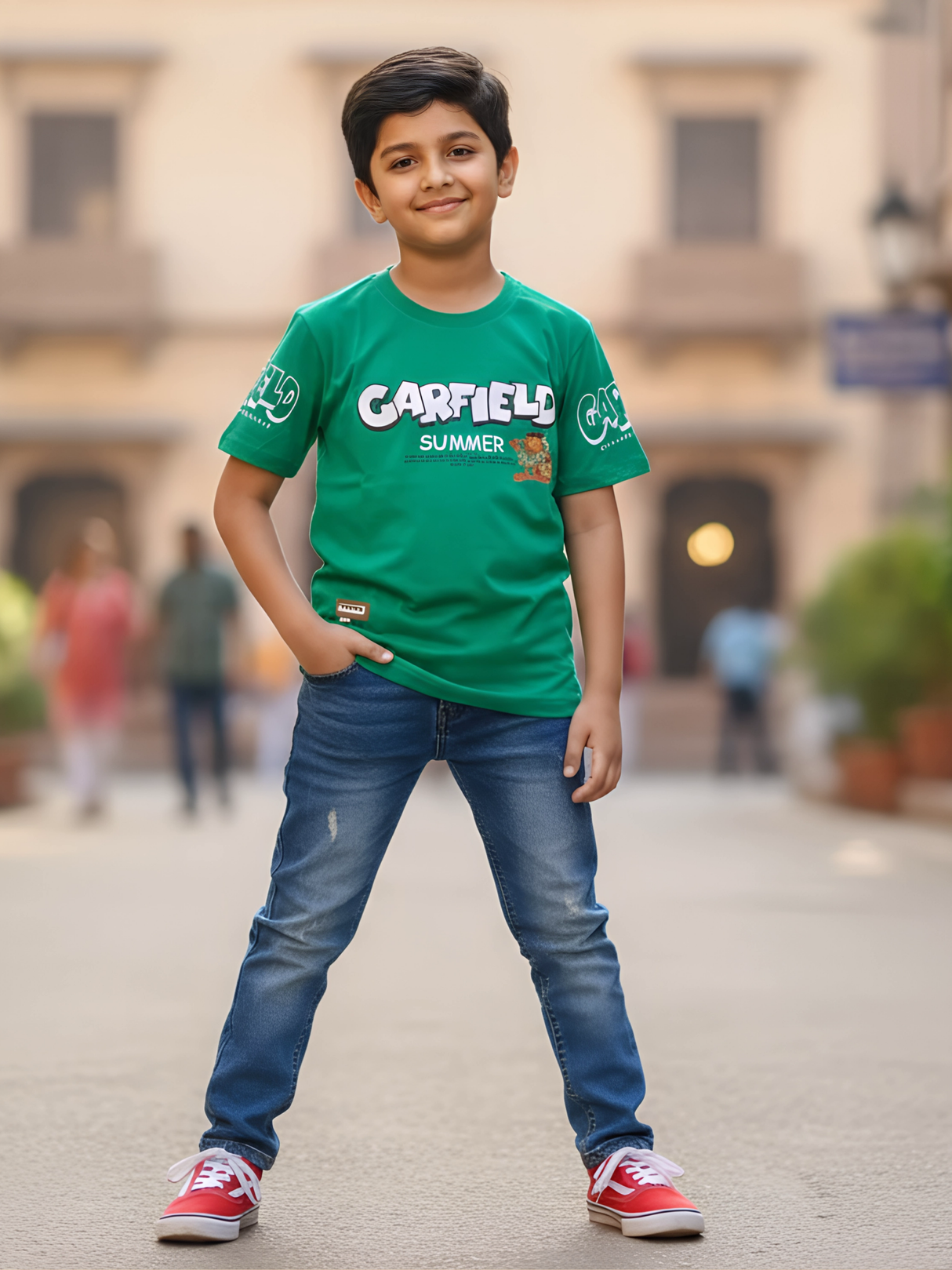 Boys' Garfield "Summer" Graphic T-Shirt - Vibrant Green