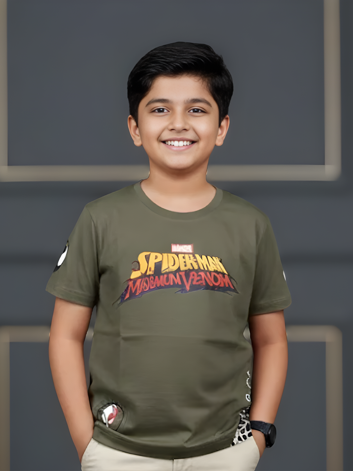 Boys' Olive Green Spider-Man vs. Venom Graphic T-Shirt