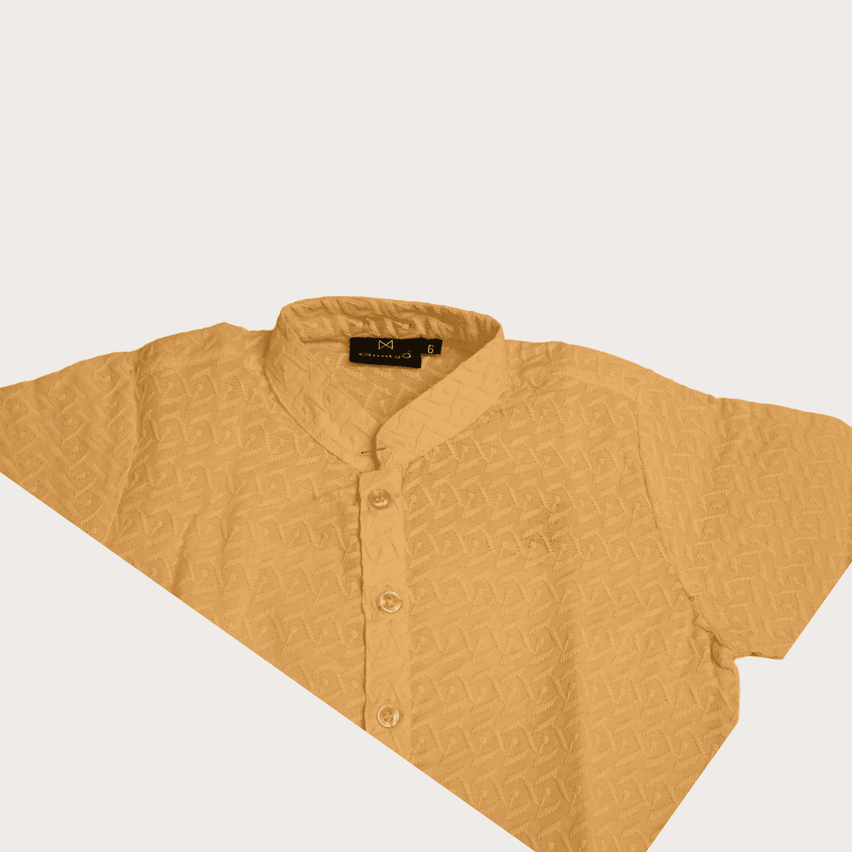 Boys Traditional Self Design Chudidar Kurta Set - Fawn