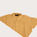 Boys Traditional Self Design Chudidar Kurta Set - Fawn