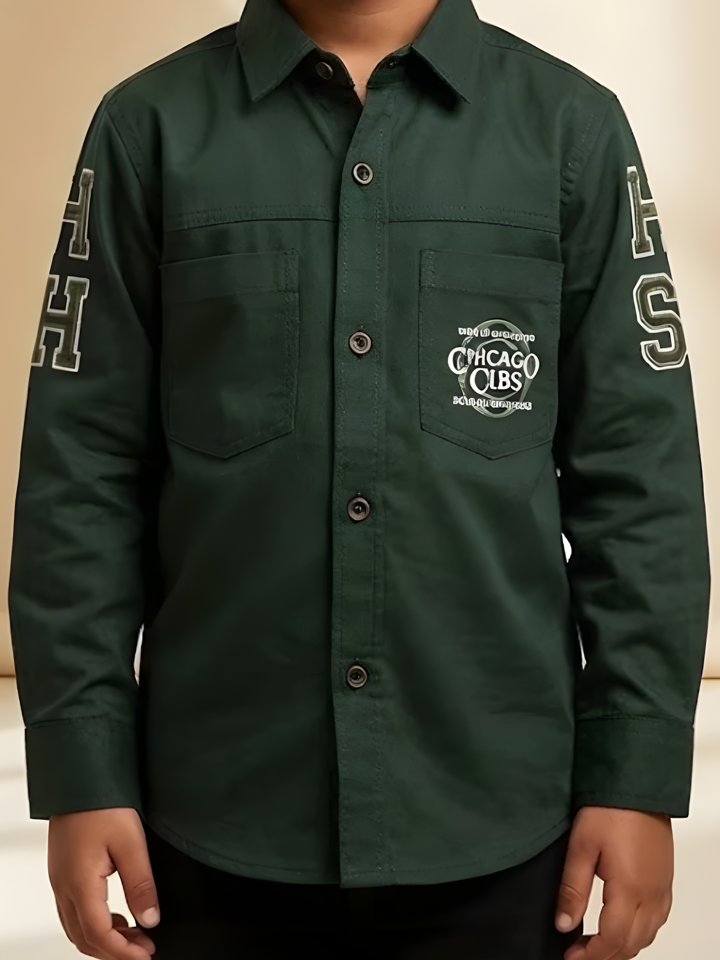 Boys Dark Green "Chicago Clubs" Varsity Utility Shirt