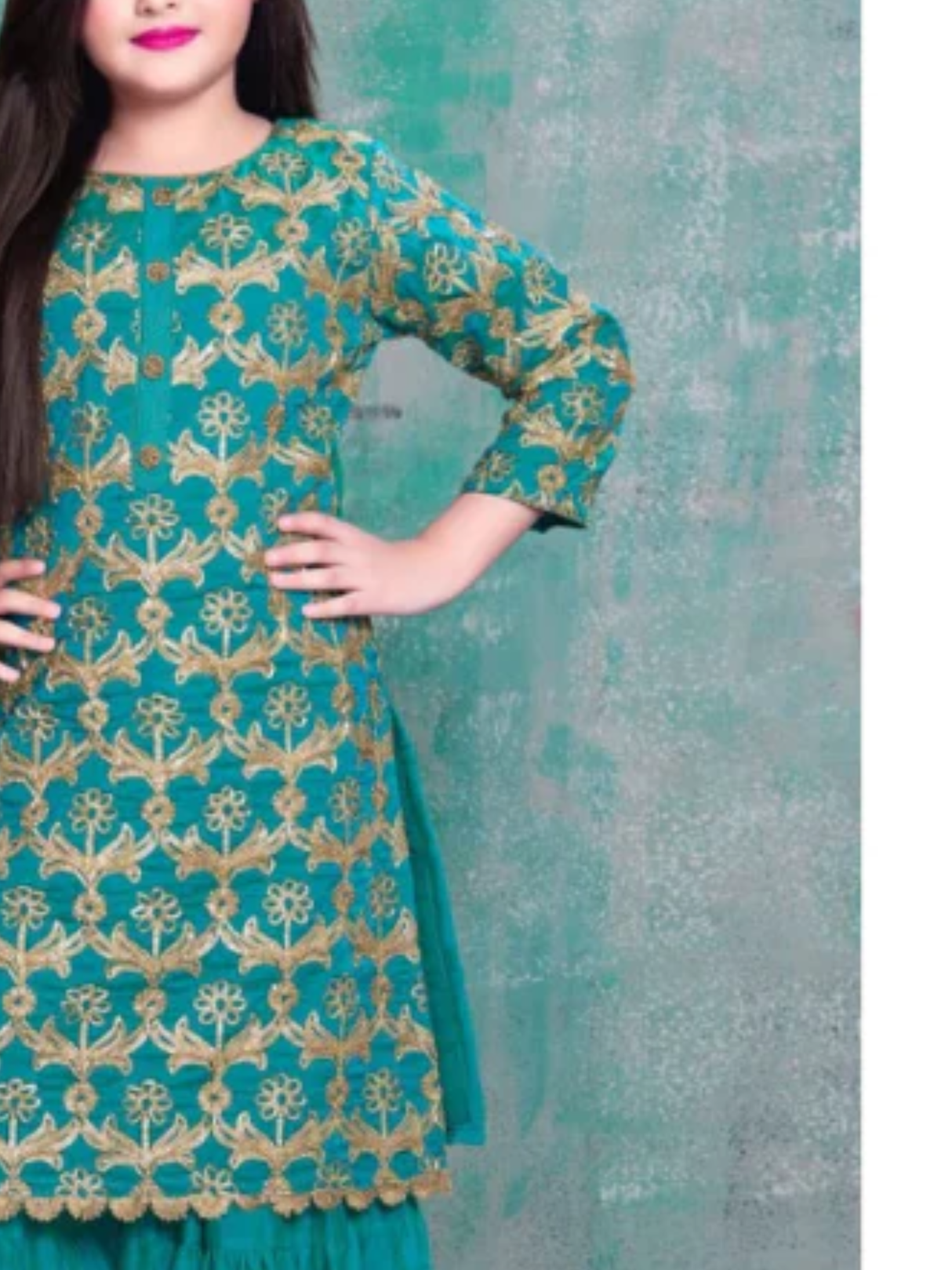 Girls Traditional 3/4th Sleeves Sharara Set