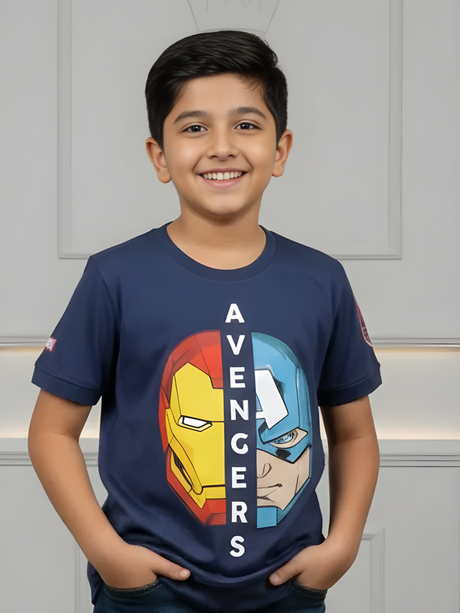 Boys' Navy Blue Hero Duo Graphic T-Shirt