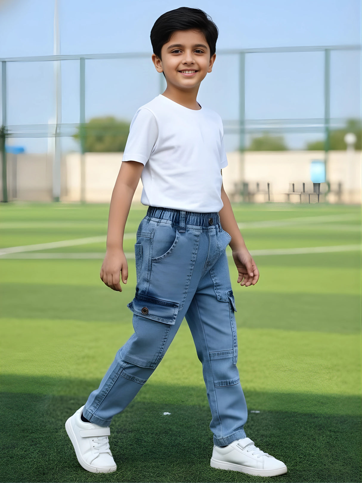 Boys' Light Blue Denim Cargo Jeans