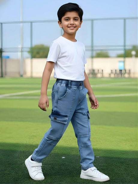 Boys' Light Blue Denim Cargo Jeans
