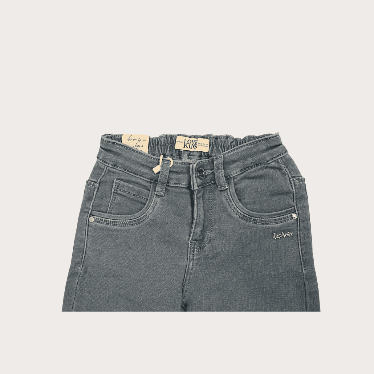 Girls Casual Plain Jeans Pant Half Elastic - Sky Blue