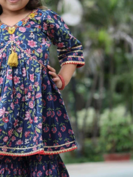 Girls Traditional 3/4th Sleeves Sharara Set