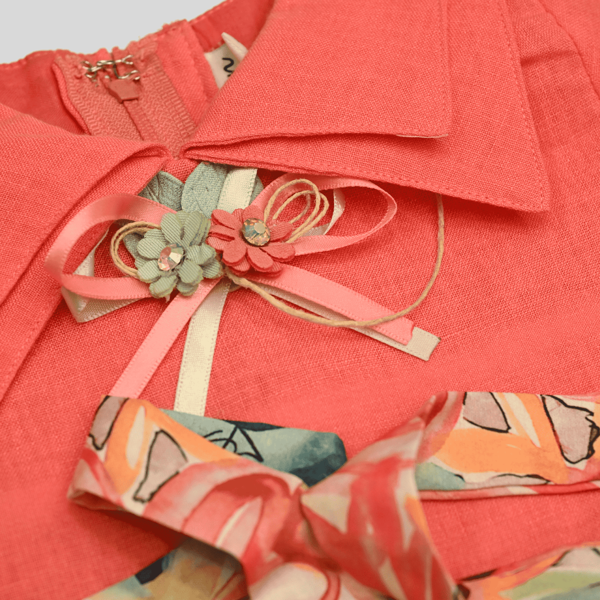 Girls Casual Printed Cotton Frocks - Peach
