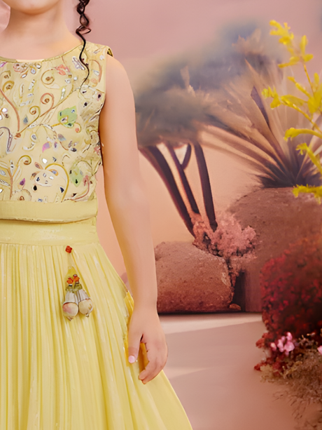 Girls' Multi-Panel Printed & Embroidered Festive Lehenga Choli