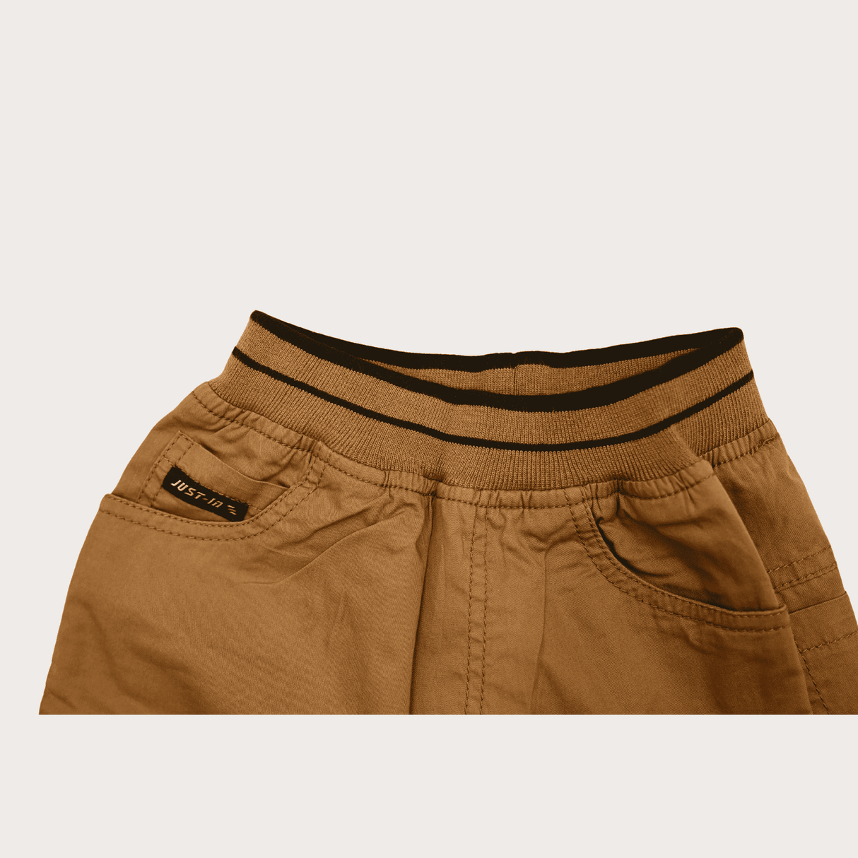 Boys Casual Plain Cotton Shorts Full Elastic - D.Khakhi